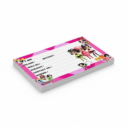 Kids Name Slips Cartoon Printed - Pack of 36 - Self Fill in