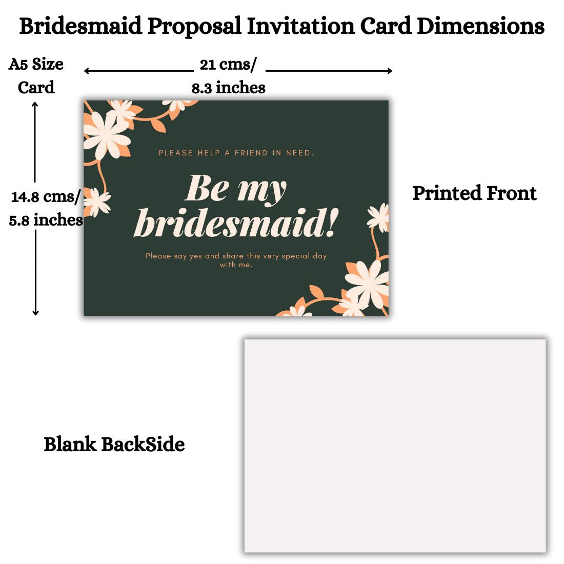 Bridesmaid Proposal Invitation Cards 5.8x8.3inch | Wedding Invite