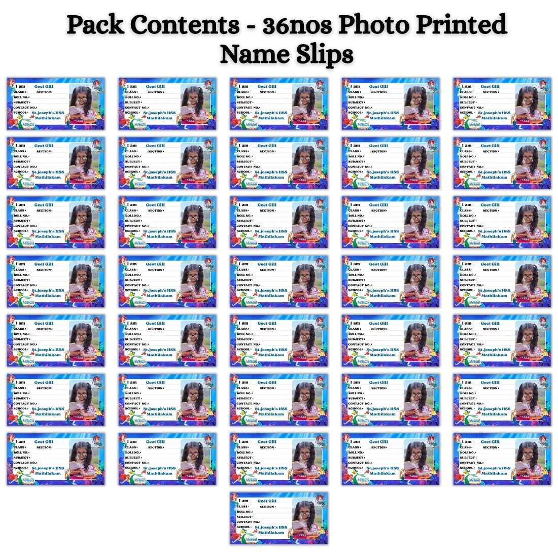 Kids Photo Name Slips Pack of 36