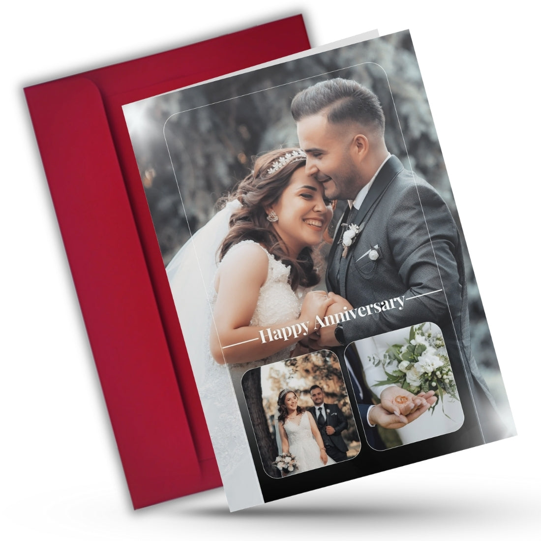 Customised Wedding Anniversary Greeting Card with Photos | Preprinted Inside Message