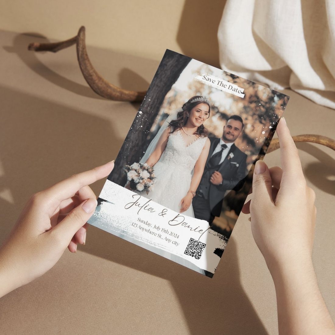 Custom Wedding Invitation Card with Couple Photo | Pack of 12 | One side Printed | Envelopes Included