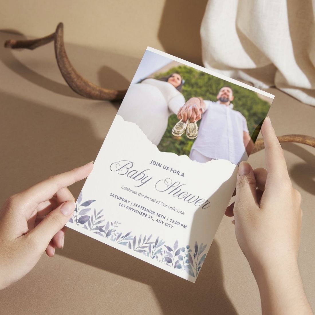 Customised Baby Shower Ceremony Photo Invitation Cards Pack of 12 with Envelopes