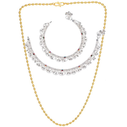 Silver Plated Anklets & 22 inch Gold Plated Chain