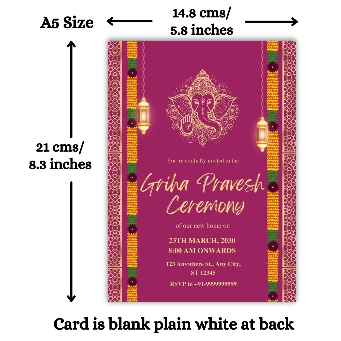 Customized Housewarming Invitation Cards, Pack of 12 Personalized 5.8x8.3 Inch with Premium Red Envelopes