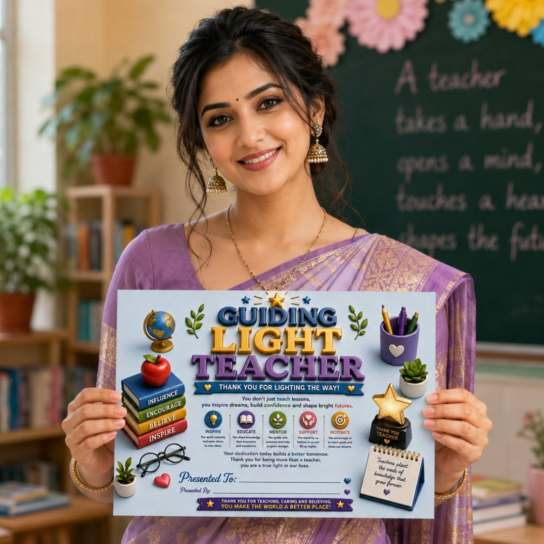Best Teacher Certificate – A4 Teacher Appreciation Award Certificate for Teachers | Premium Printed Thank You Gift