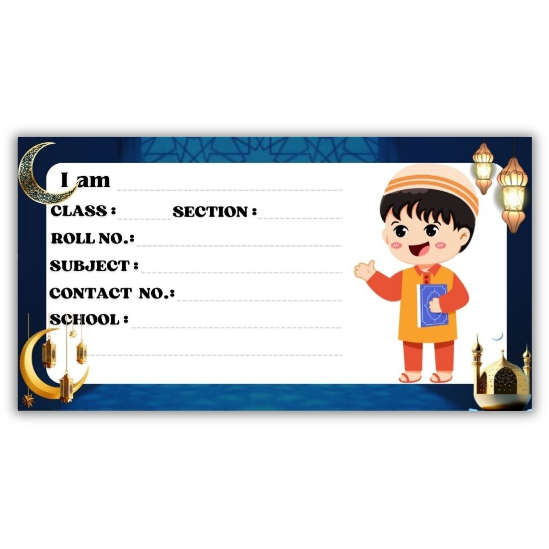 Kids Name Slips Cartoon Printed - Pack of 36 - Self Fill in