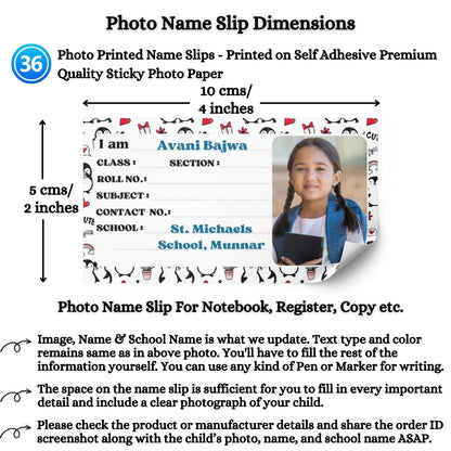 Kids Photo Name Slips Pack of 36