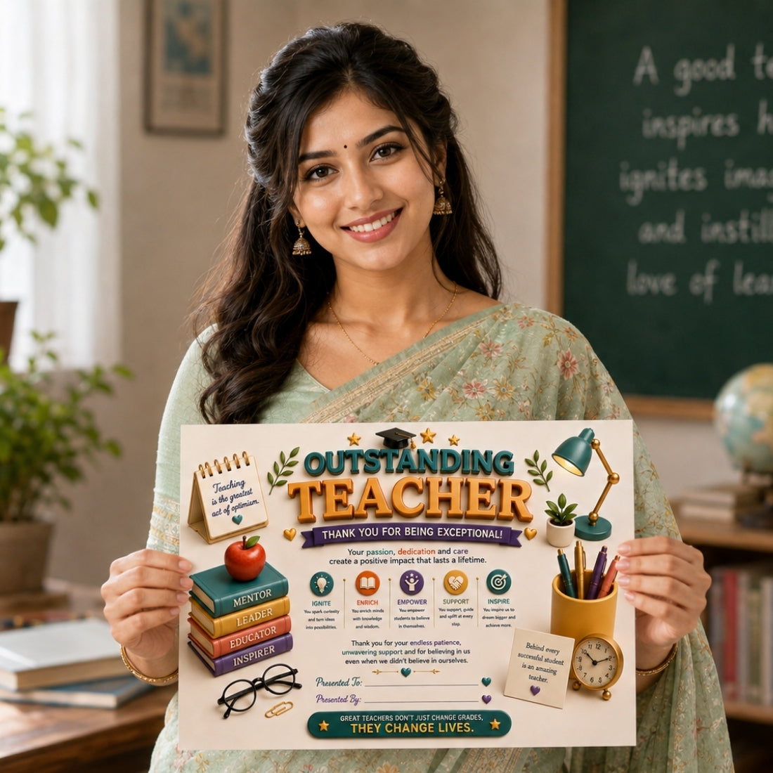 Best Teacher Certificate – A4 Teacher Appreciation Award Certificate for Teachers | Premium Printed Thank You Gift