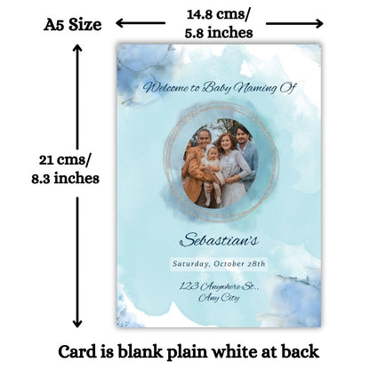 Customised Baby Naming Ceremony Photo Invitation Cards Pack of 12 with Envelopes
