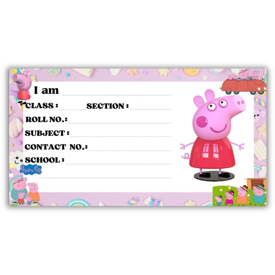 Kids Name Slips Cartoon Printed - Pack of 36 - Self Fill in