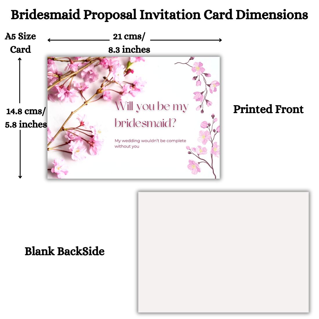 Bridesmaid Proposal Invitation Cards 5.8x8.3inch | Wedding Invite