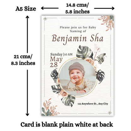 Customised Baby Naming Ceremony Photo Invitation Cards Pack of 12 with Envelopes