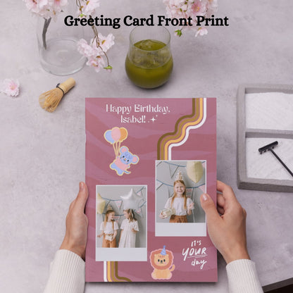 Photo Birthday Greeting Card with Inside Custom Text