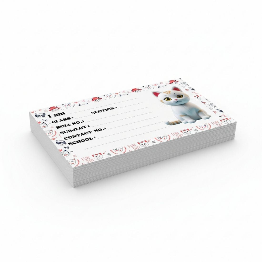 Kids Name Slips Cartoon Printed - Pack of 36 - Self Fill in