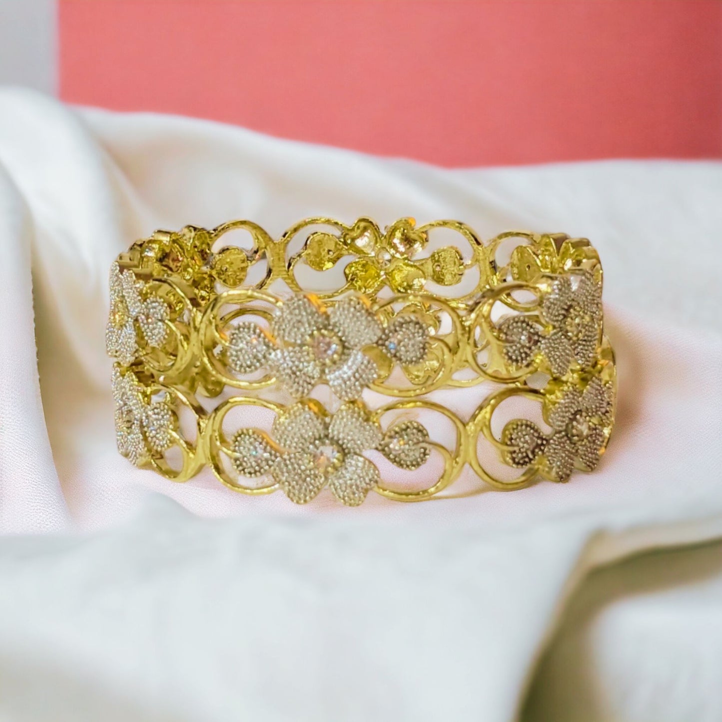 Gold Plated AD Kada Bangles Pair