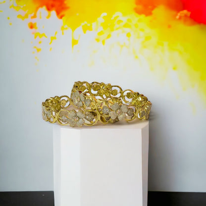 Gold Plated AD Kada Bangles Pair