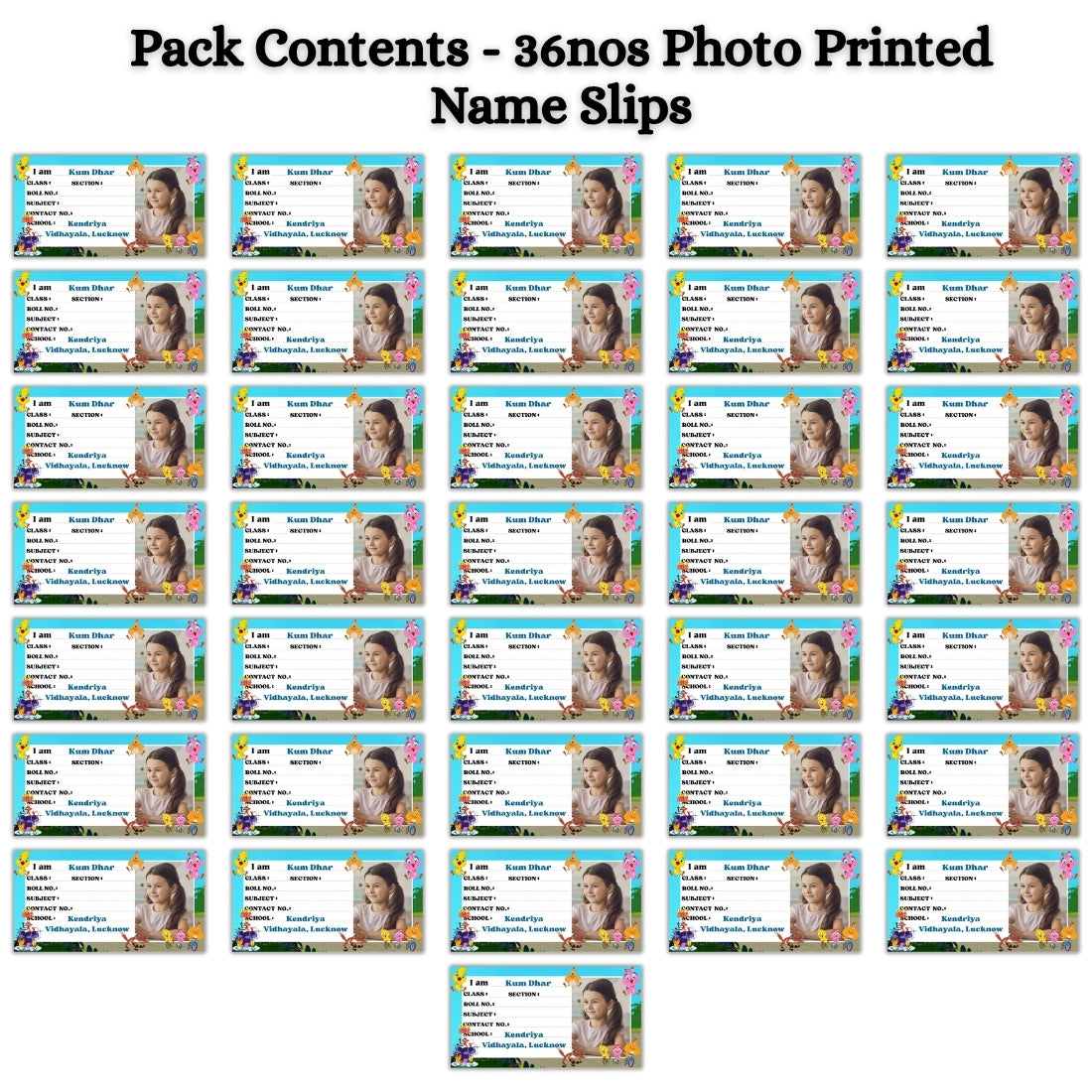 Kids Photo Name Slips Pack of 36