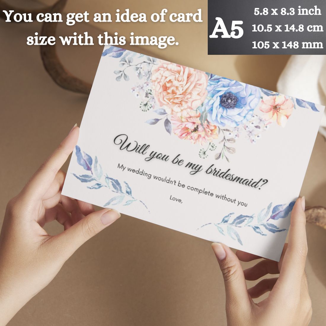 Bridesmaid Proposal Invitation Cards 5.8x8.3inch | Wedding Invite