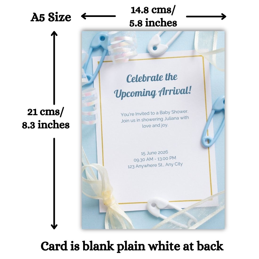 Customised Baby Shower Ceremony Invitation Cards Pack of 12 with Envelopes