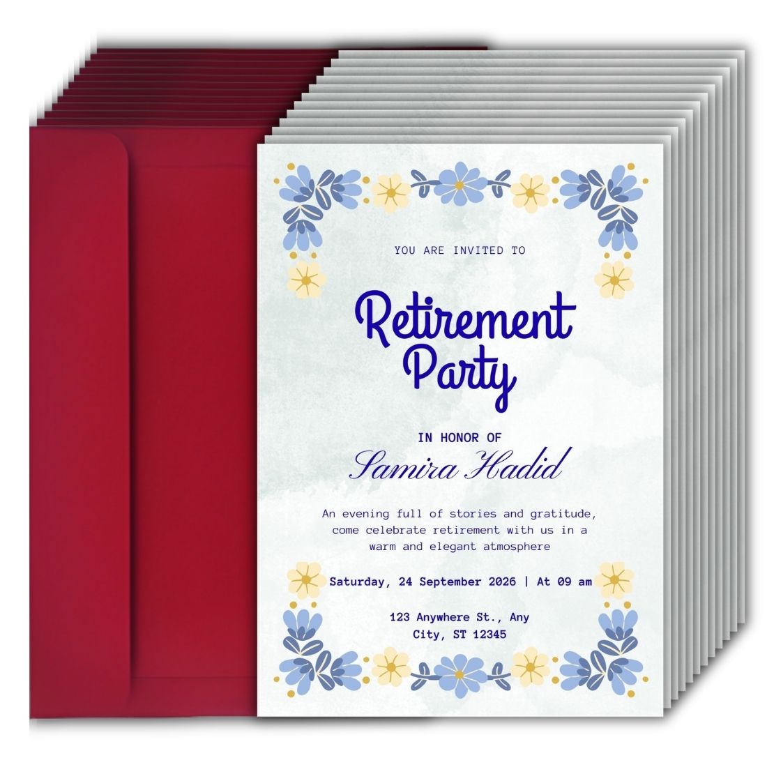 Customised Retirement Farewell Party Invitation Cards Pack of 12 with Envelopes