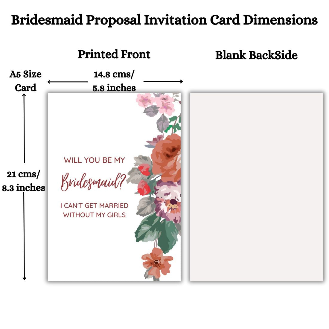 Bridesmaid Proposal Invitation Cards 5.8x8.3inch | Wedding Invite
