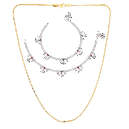 Silver Plated Anklets & 22 inch Gold Plated Chain