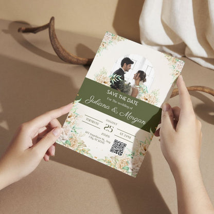 Custom Wedding Invitation Card with Couple Photo | Pack of 12 | One side Printed | Envelopes Included