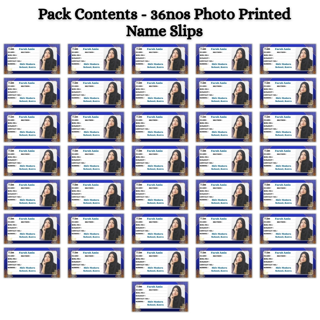 Kids Photo Name Slips Pack of 36