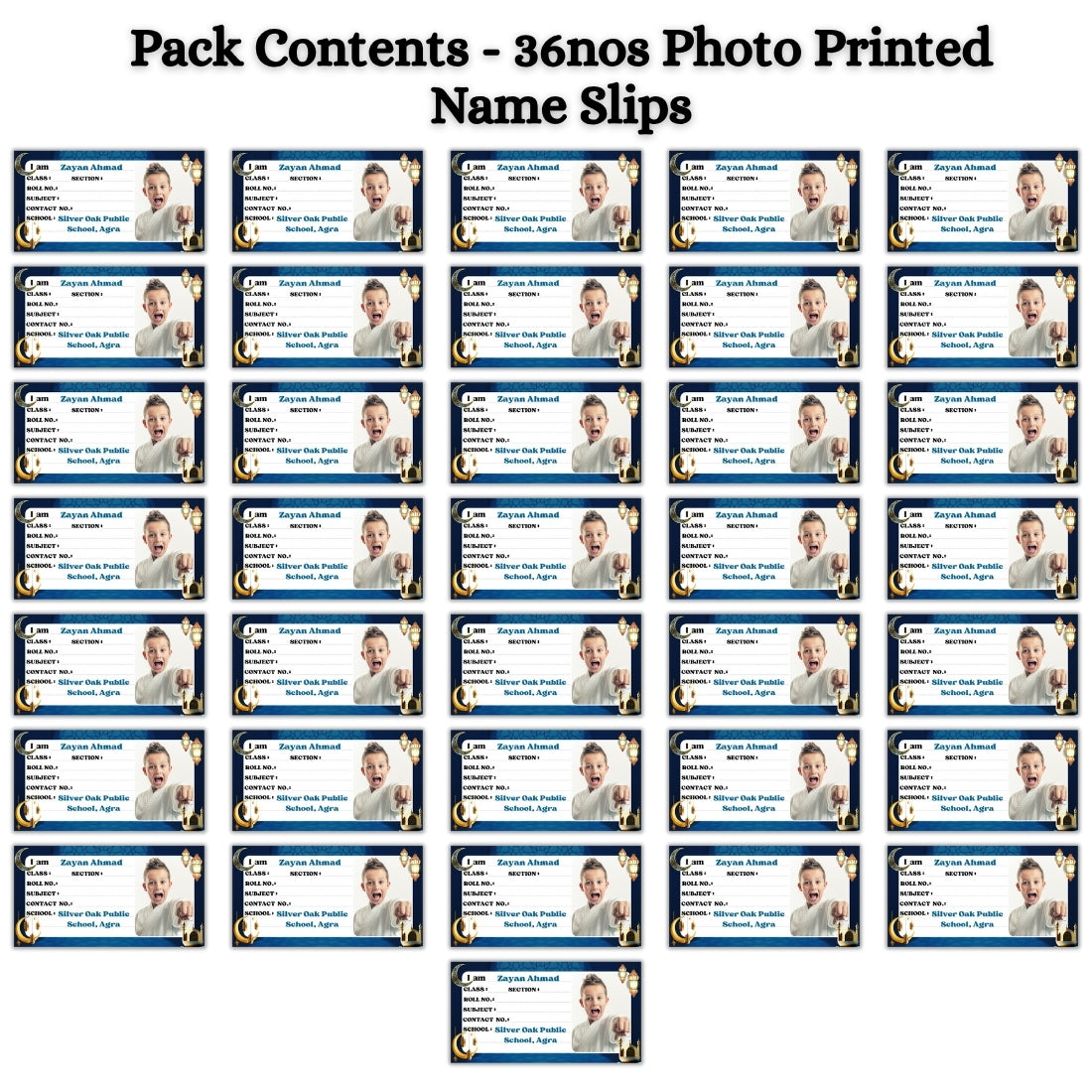 Kids Photo Name Slips Pack of 36