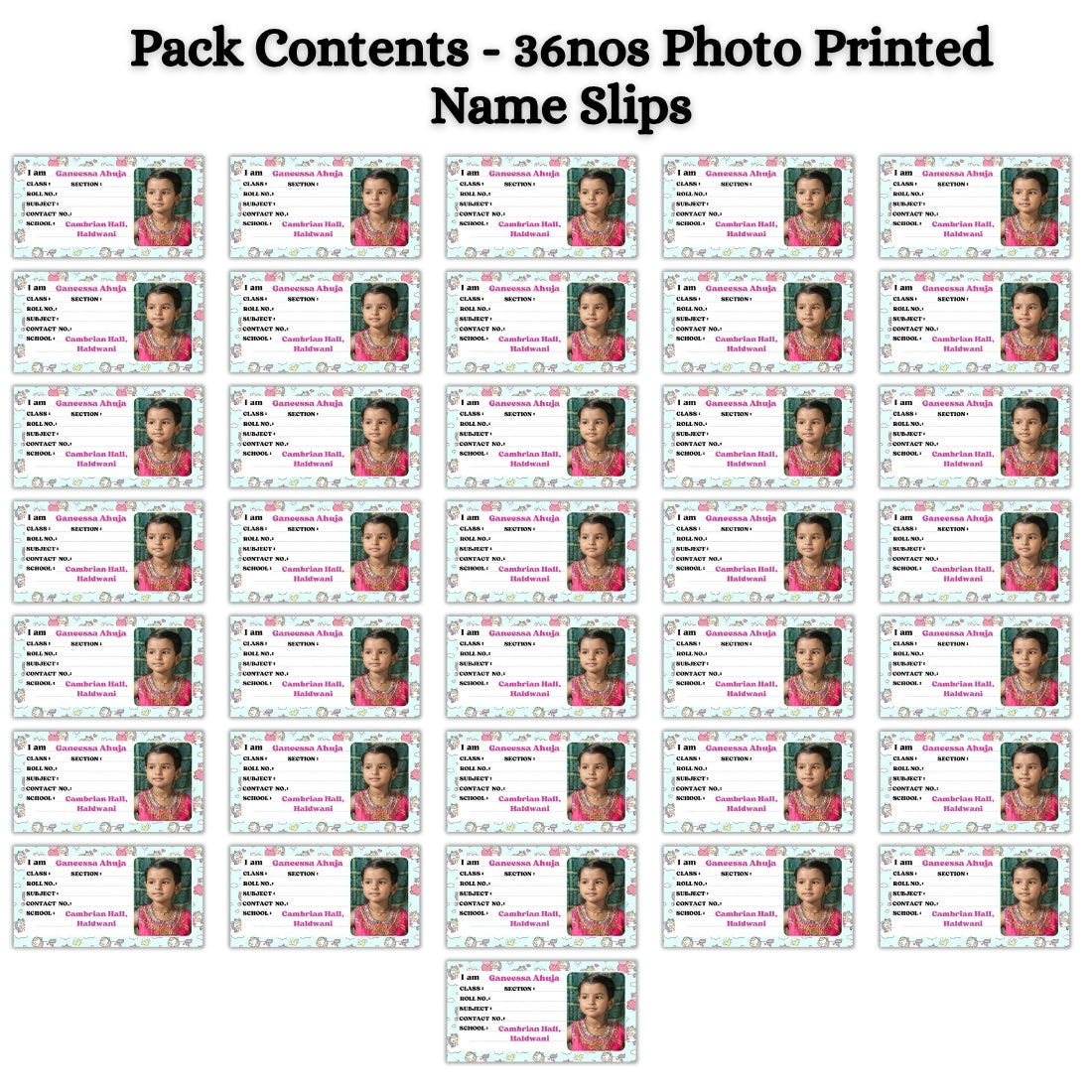Kids Photo Name Slips Pack of 36
