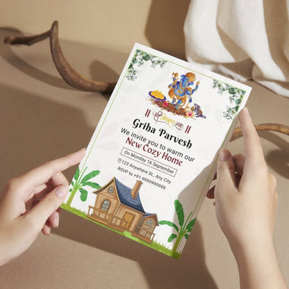 Customized Housewarming Invitation Cards, Pack of 12 Personalized 5.8x8.3 Inch with Premium Red Envelopes