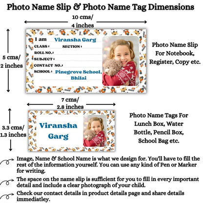 Kids Photo Name Slips & Tags | Pack of 63 | 36 Name Slips & 27 Tags