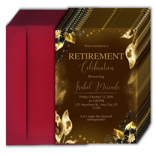 Customised Retirement Farewell Party Invitation Cards Pack of 12 with Envelopes