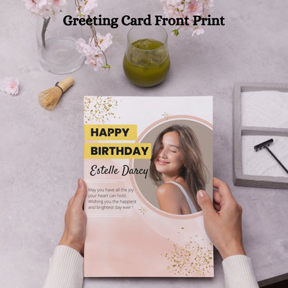 Photo Birthday Greeting Card with Inside Custom Text
