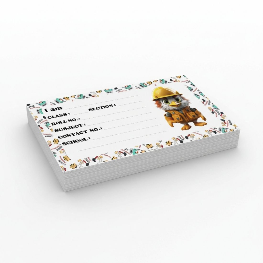 Kids Name Slips Cartoon Printed - Pack of 36 - Self Fill in