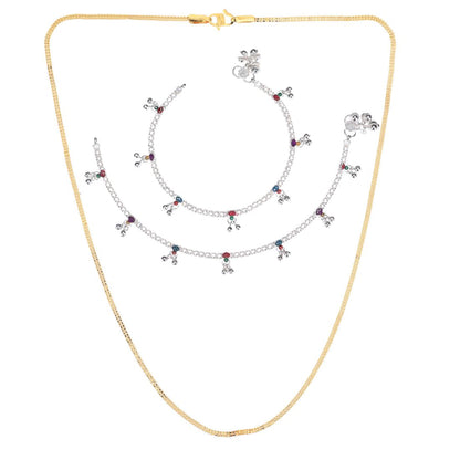 Silver Plated Anklets & 22 inch Gold Plated Chain