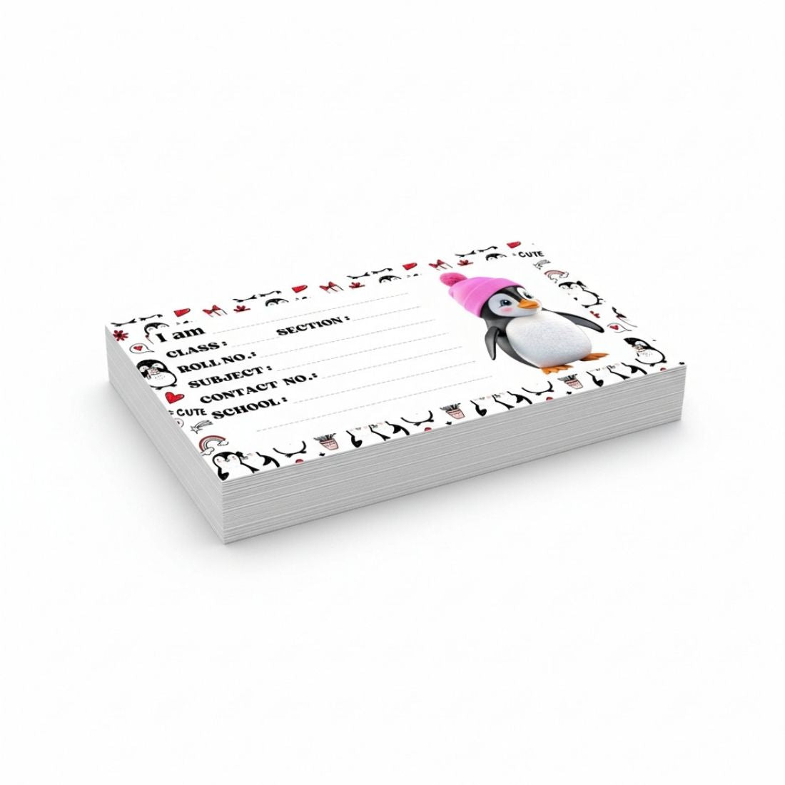 Kids Name Slips Cartoon Printed - Pack of 36 - Self Fill in