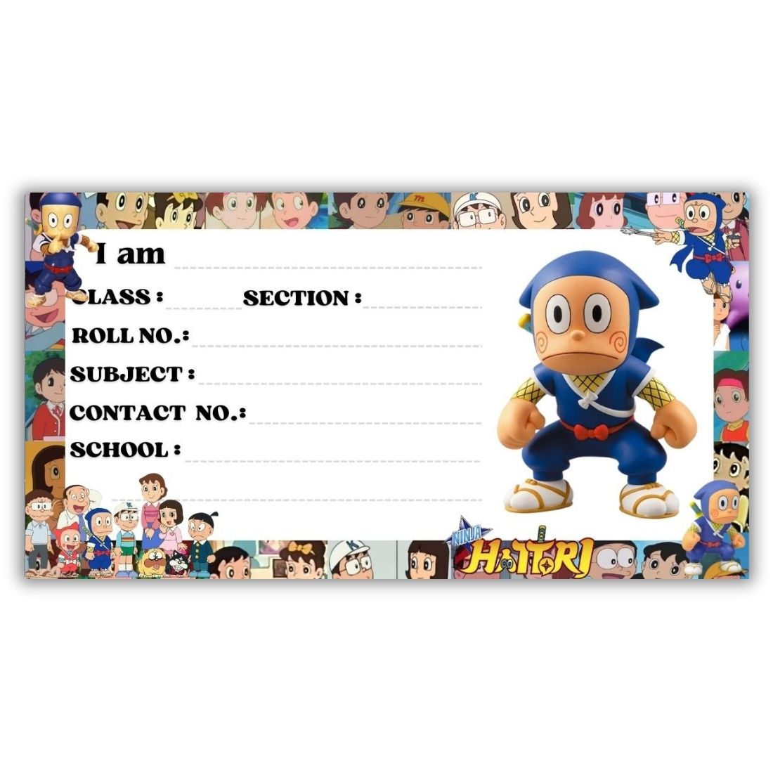 Kids Name Slips Cartoon Printed - Pack of 36 - Self Fill in