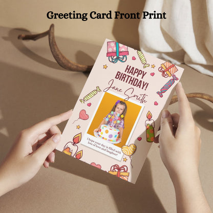 Photo Birthday Greeting Card with Inside Custom Text