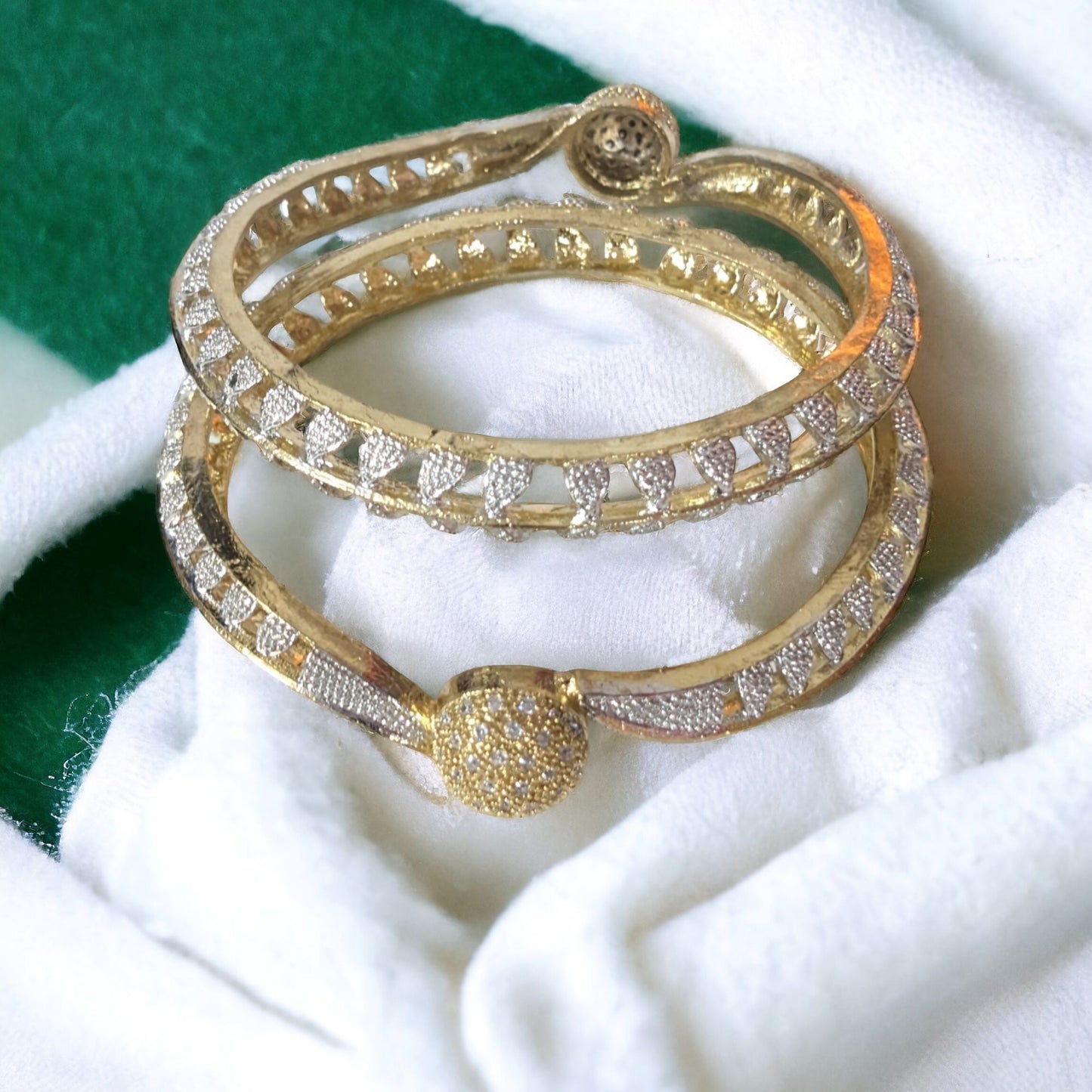 Gold Plated AD Kada Bangles Pair