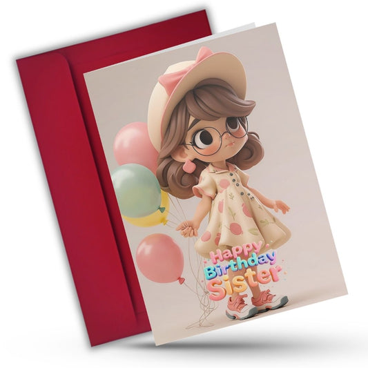 Sister Birthday Greeting Card with Envelope