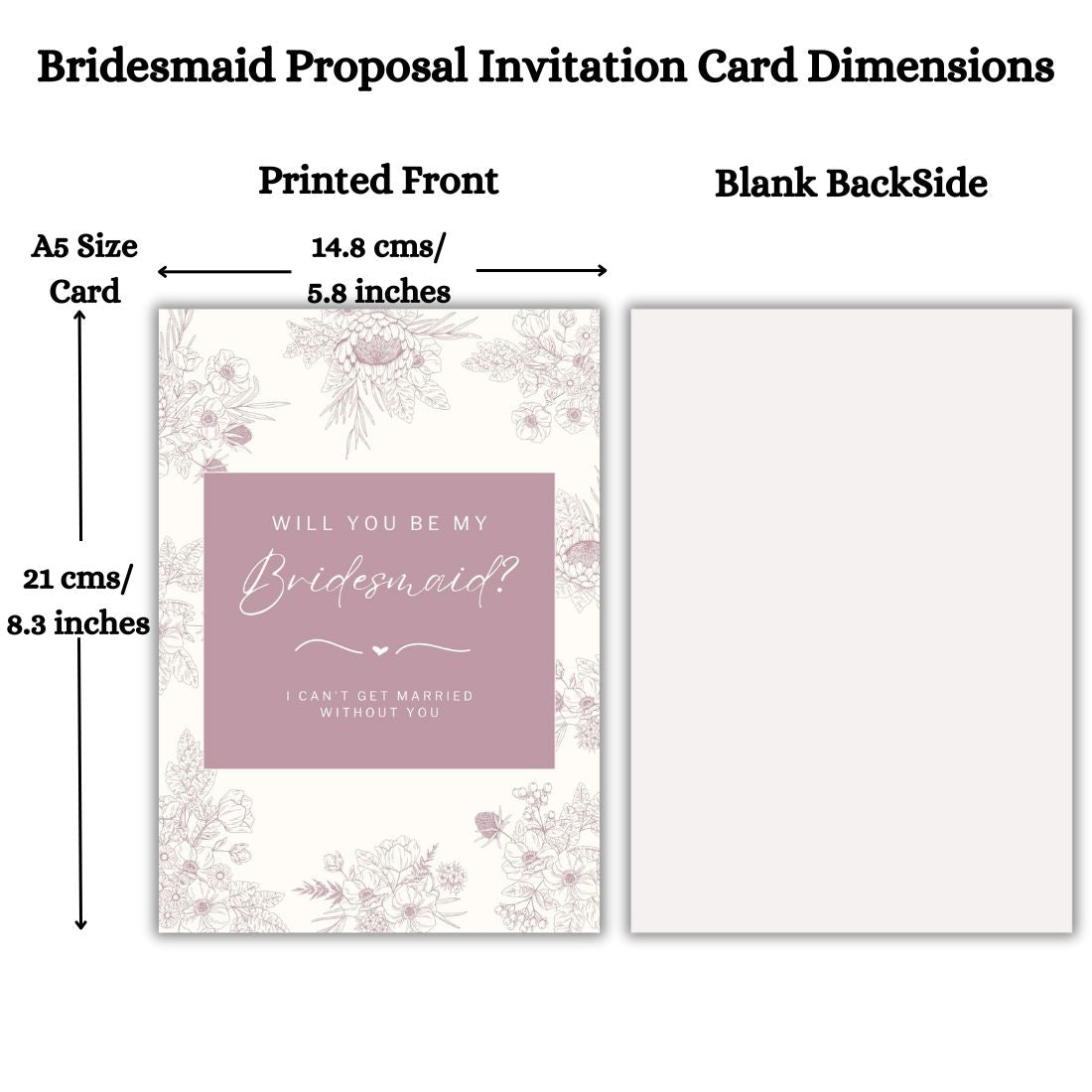 Bridesmaid Proposal Invitation Cards 5.8x8.3inch | Wedding Invite