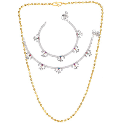 Silver Plated Anklets & 22 inch Gold Plated Chain
