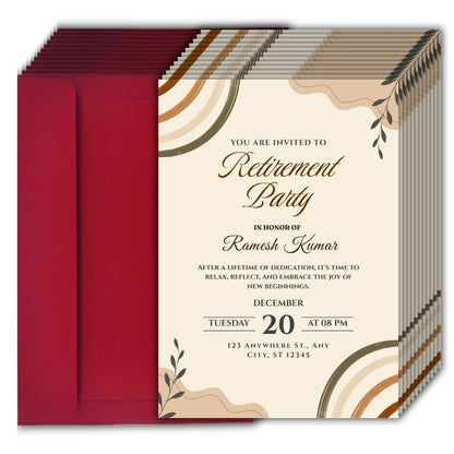 Customised Retirement Farewell Party Invitation Cards Pack of 12 with Envelopes