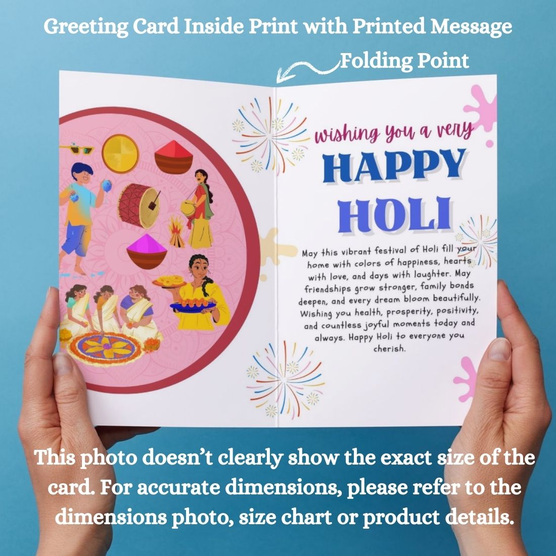 Holi Festival Greeting Card with Envelope