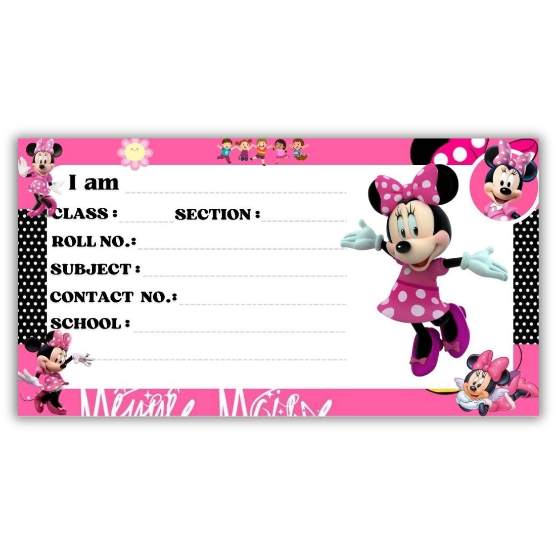Kids Name Slips Cartoon Printed - Pack of 36 - Self Fill in