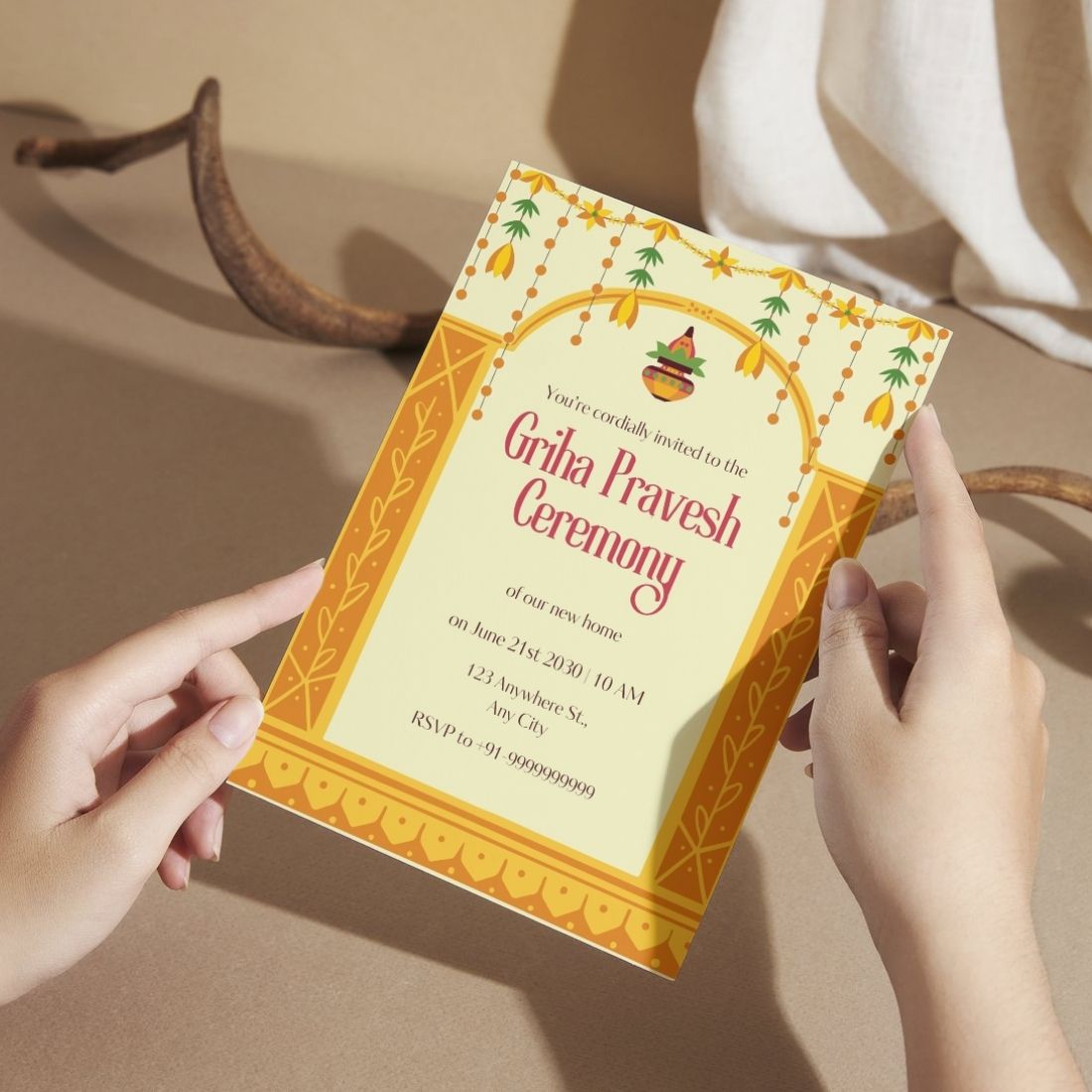 Customized Housewarming Invitation Cards, Pack of 12 Personalized 5.8x8.3 Inch with Premium Red Envelopes
