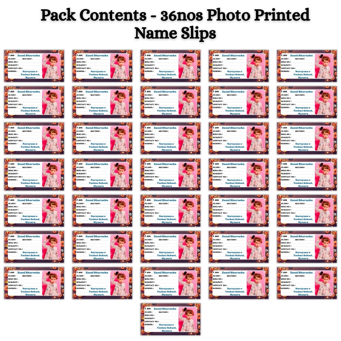 Kids Photo Name Slips Pack of 36