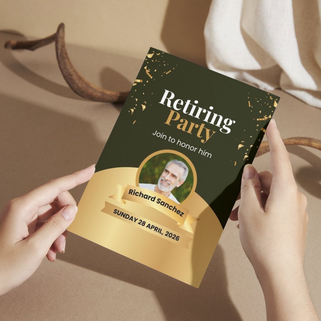 Customised Retirement Farewell Party Invitation Cards with Photo Pack of 12 with Envelopes