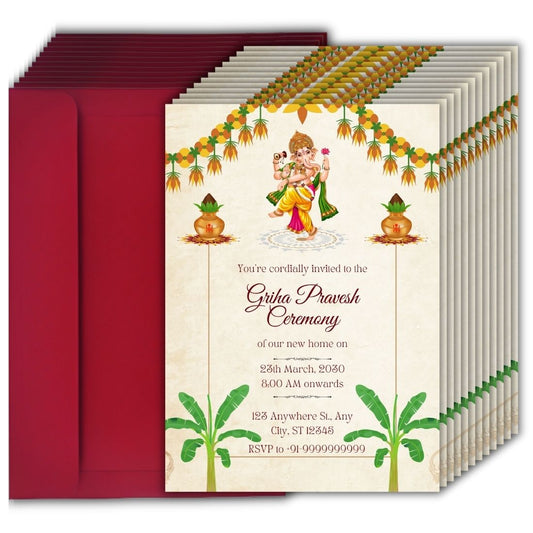 Customized Housewarming Invitation Cards, Pack of 12 Personalized 5.8x8.3 Inch with Premium Red Envelopes